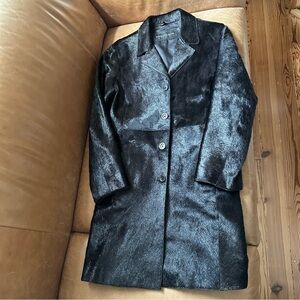 Vintage Black Pony Hair Long Coat